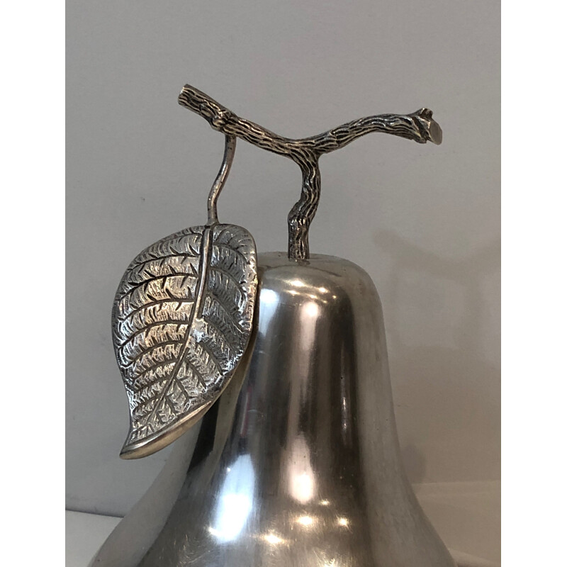 Vintage pear-shaped ice bucket in silver metal and plastic by Teghini  Firenze, 1970s