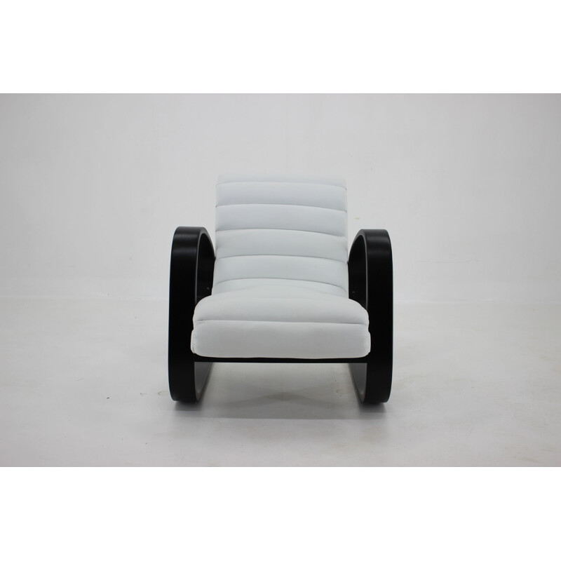 Vintage wit lederen fauteuil van Miroslav Navratil, 1930