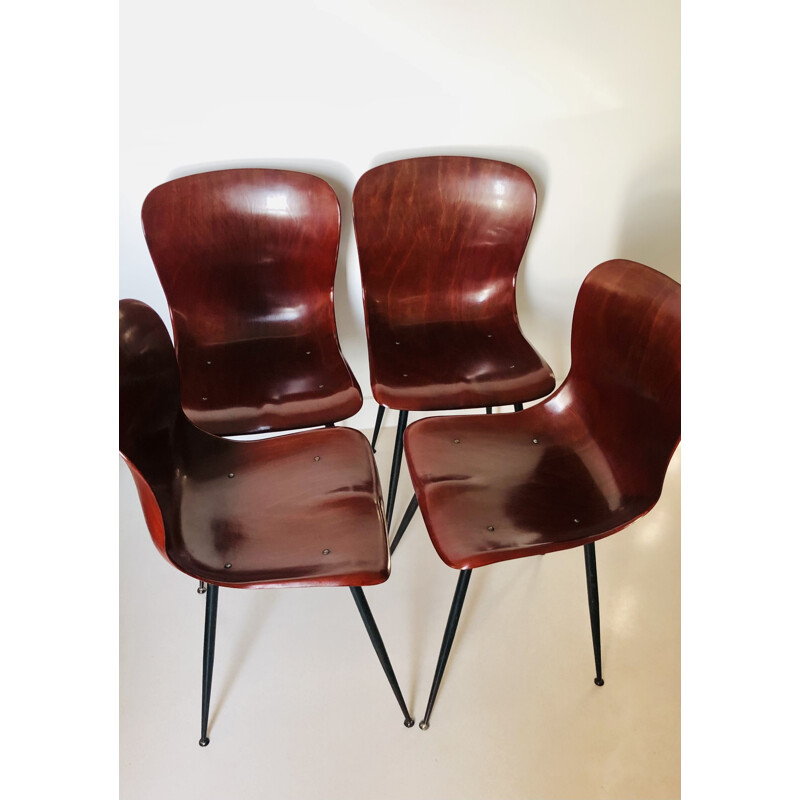 Satz von 4 Vintage Pagholz Stühlen Modell 1507 von Flötotto, Deutschland  1950