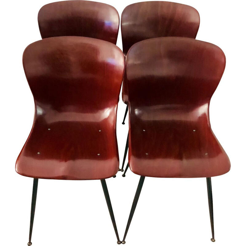Satz von 4 Vintage Pagholz Stühlen Modell 1507 von Flötotto, Deutschland  1950