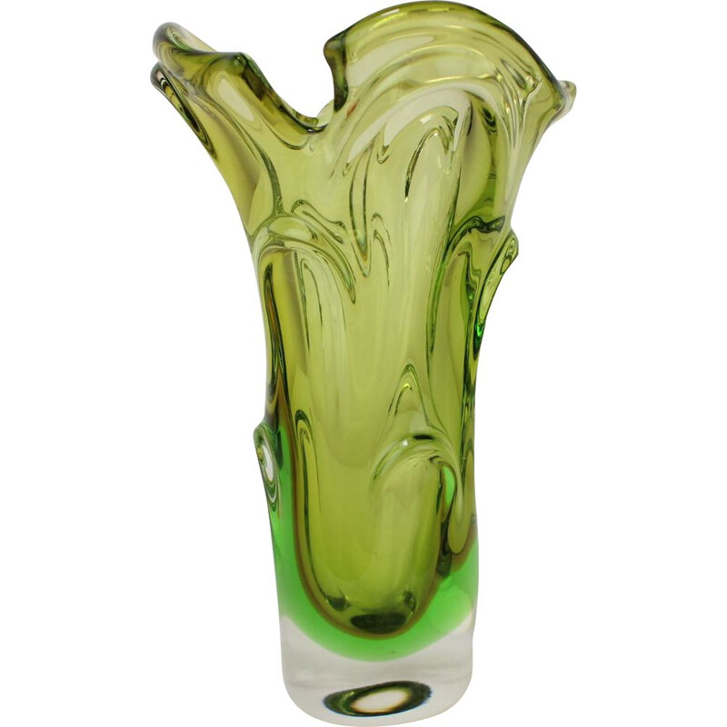 Vase vintage en verre de Josef Hospodka, Tchécoslovaquie 1960