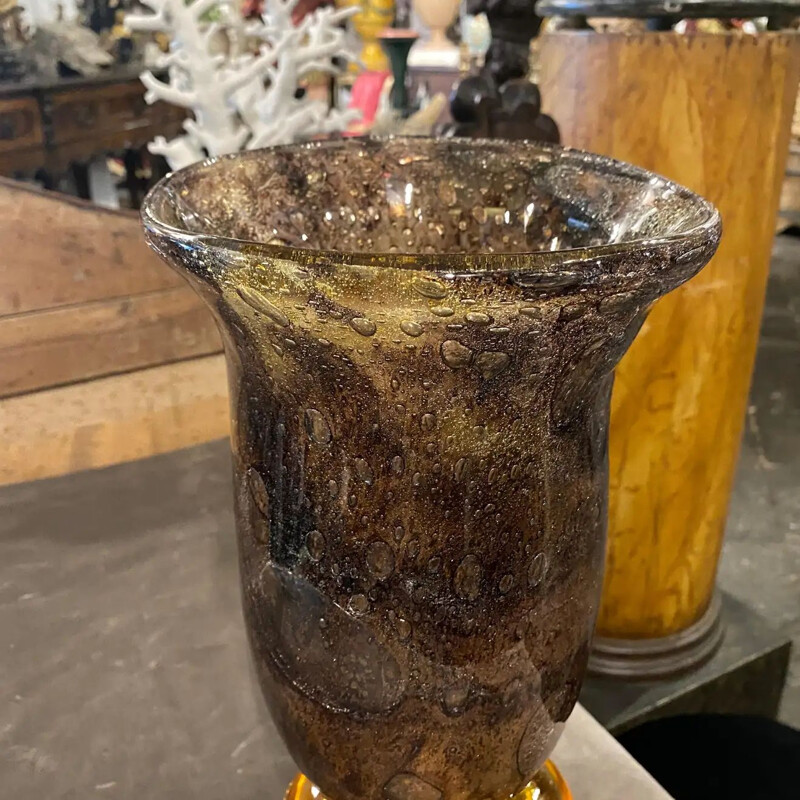 Modernistische braune Vase aus Muranoglas von Giovanni Cenedese, 1980