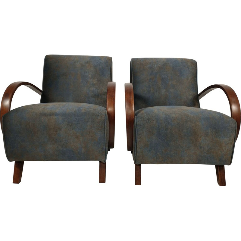 Ensemble de 2 fauteuils Art Déco vintage, 1950