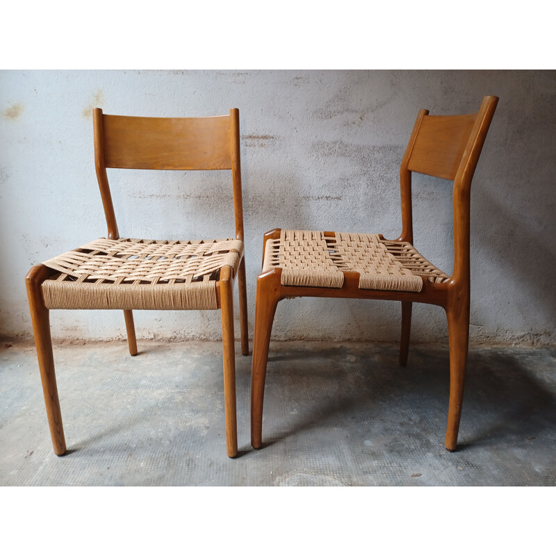 Pair of vintage "Havana" chairs by Consorzio Sedie Friuli, Italy 1960