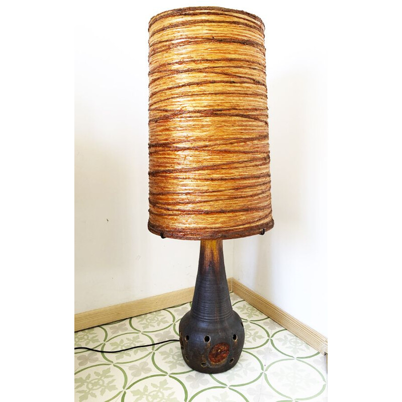 Lampe de sol vintage accolay en céramique, 1970
