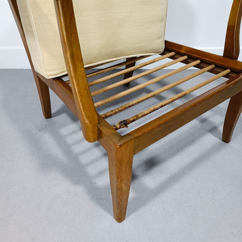 Vintage Sessel in Walnuss und Samt von Knoll Antimott