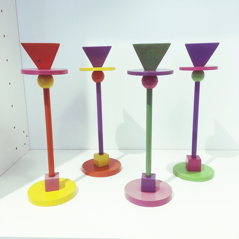 Set aus 4 Vintage-Kerzenhaltern "Konfetti" aus Metall von Anna Efverlund  für Ikea, 1990
