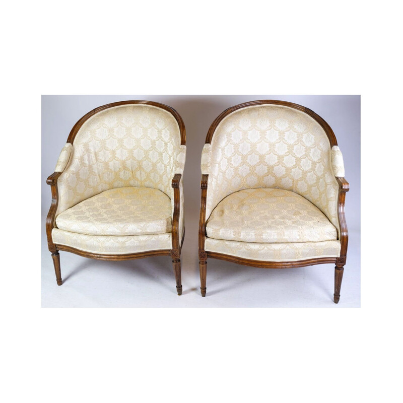 Pair of vintage Louise sixteen polished mahogany armchairs, 1880