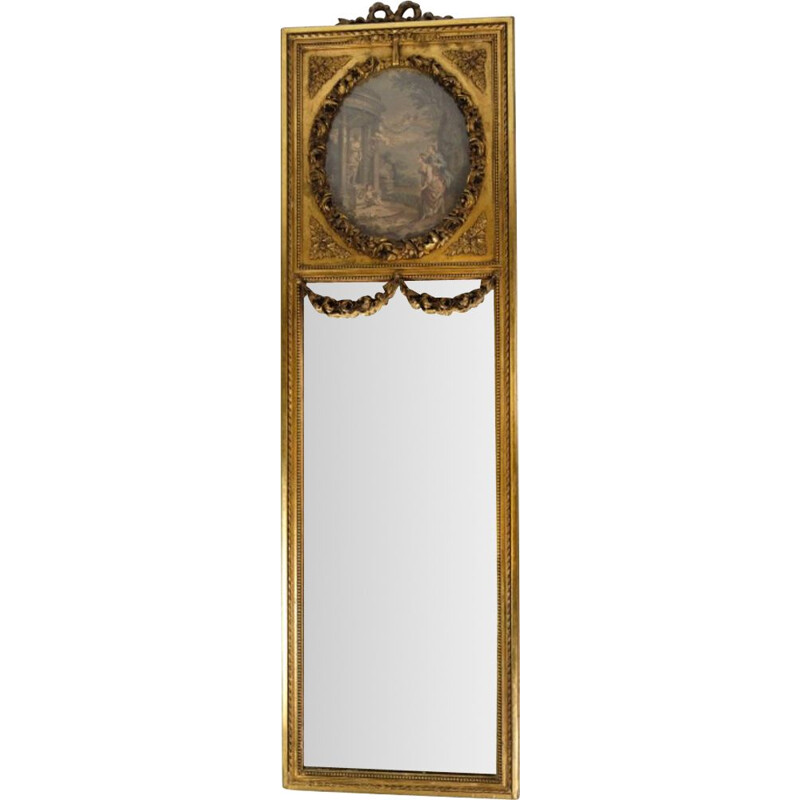 Miroir Louis Seize vintage avec dorure à la feuille d'or, 1790