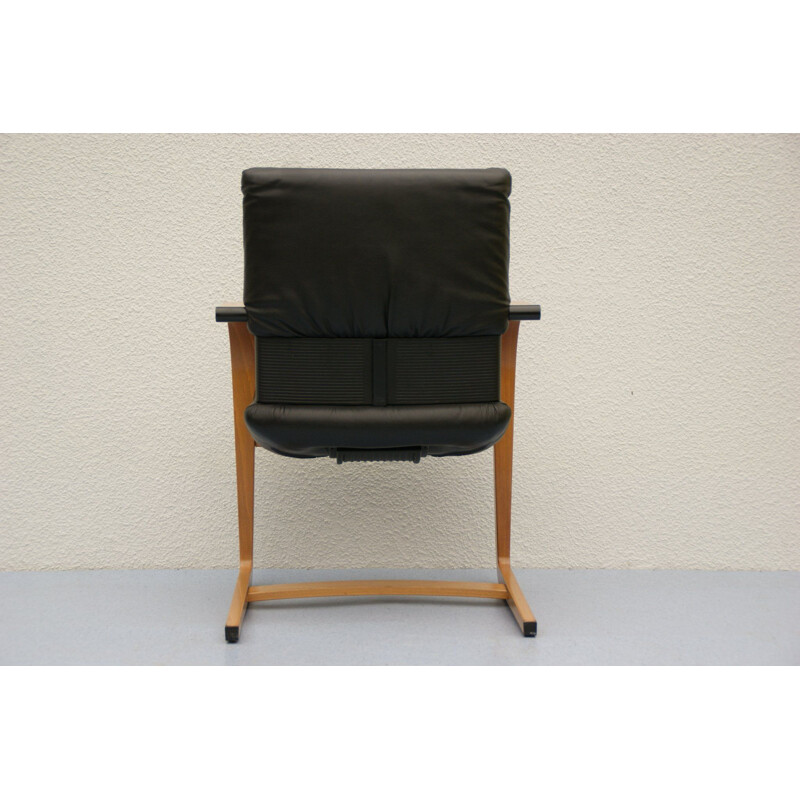 Satz von 6 Vintage Figura Freischwinger-Stühlen aus Leder von Mario Bellini  für Vitra, 1990