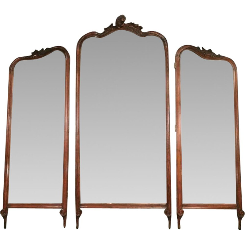 Vintage Vittoriano Rococò triplo specchio da camera Luigi XV, 1900