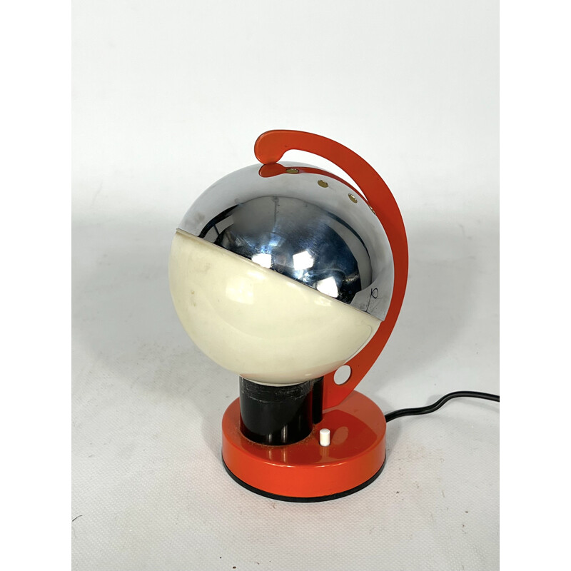 Space age italian metal and plastic table lamp, 1960s