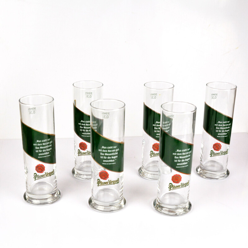 Set of 6 vintage beer glasses by Pilsener Urgueill Sahm, Germany 1990