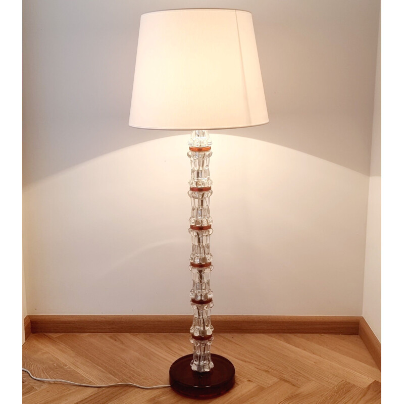 Scandinavian mid-century crystal glass floor lamp by Carl Fagerlund for  Orrefors, Sweden 1960s
