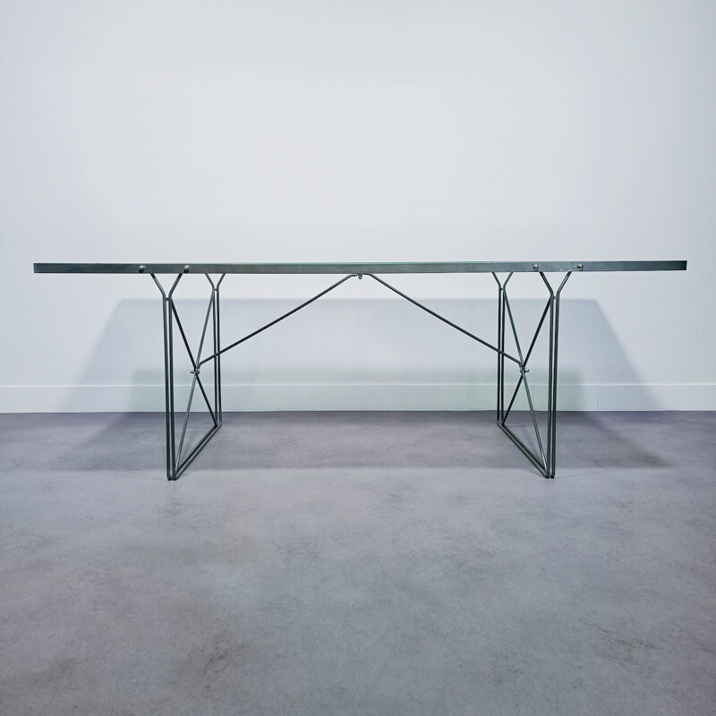 Vintage dining table with grey metal frame by Niels Gammelgaard for Ikea,  1980s