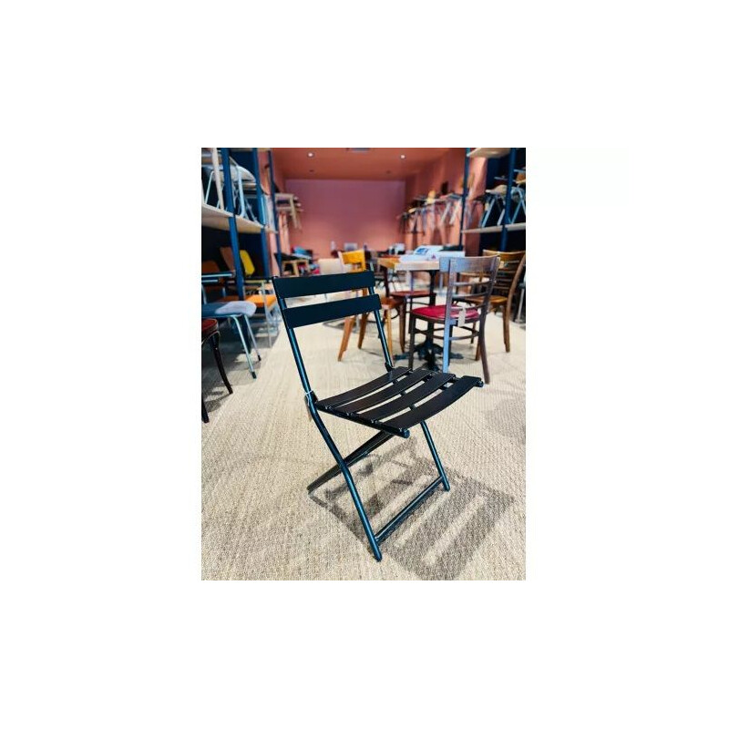 Set van 12 vintage vierkante terrasstoelen, zwart
