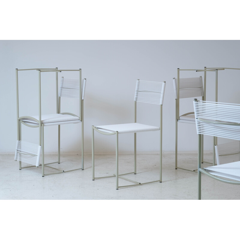 Set of 6 vintage "Spaghetti" chairs in lacquered steel by Giandomenico  Belotti for Alias, 1979