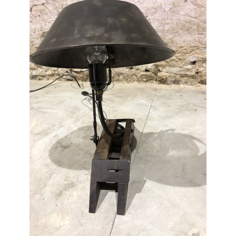 Lampe à poser industrielle vintage en fer forgé par Eric Sanchez