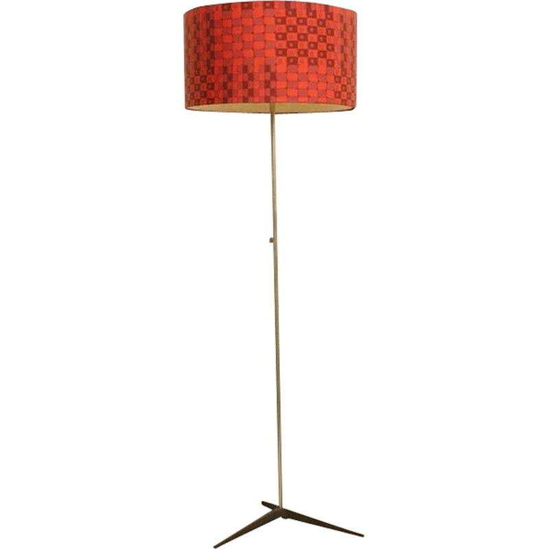 Vintage vloerlamp met rode kap van Kaiser Leuchten, 1960-1970