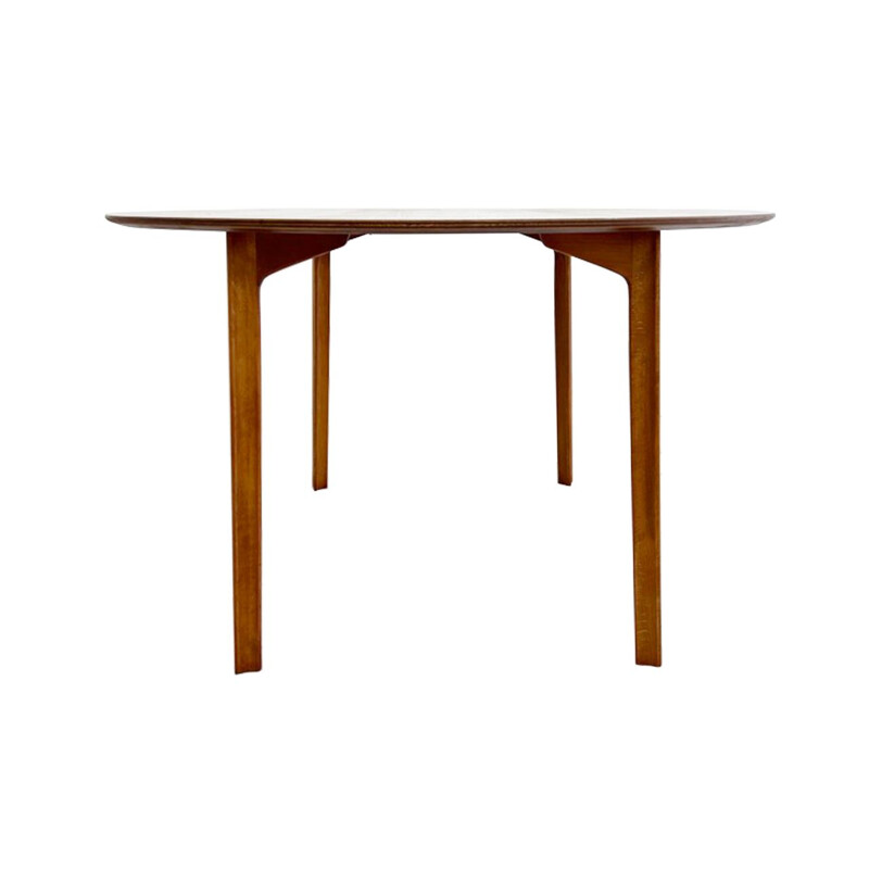 Grand Prix vintage ronde tafel in teak van Arne Jacobsen voor Fritz Hansen 1957