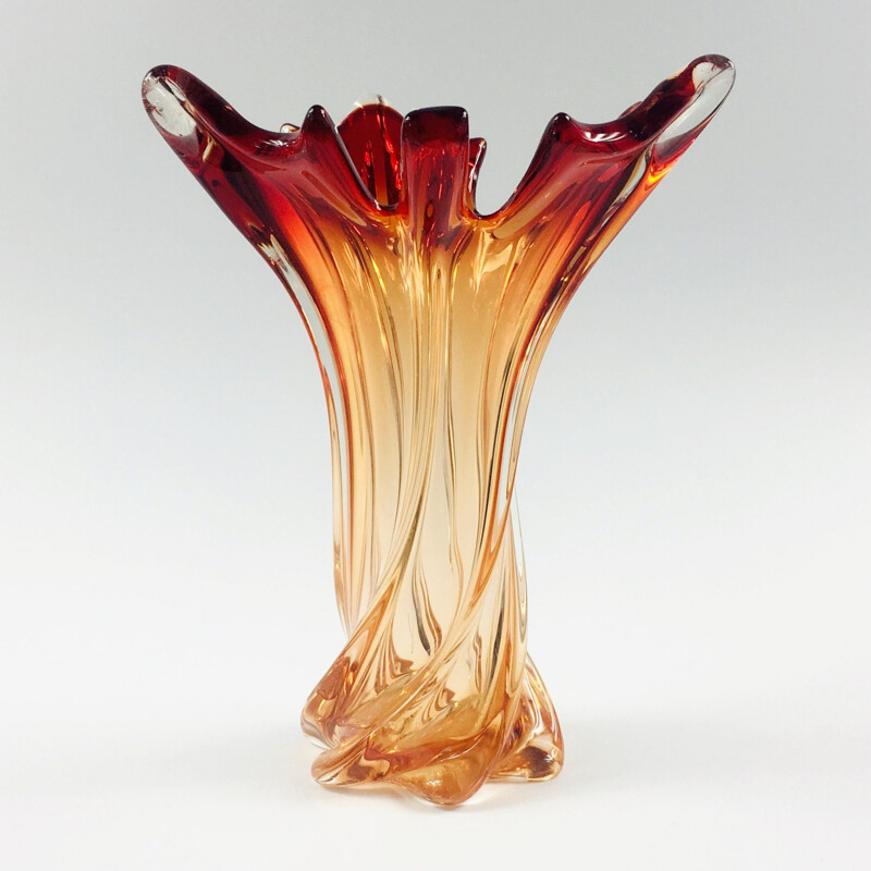 Vase vintage en verre de murano torsadé, Italie 1960