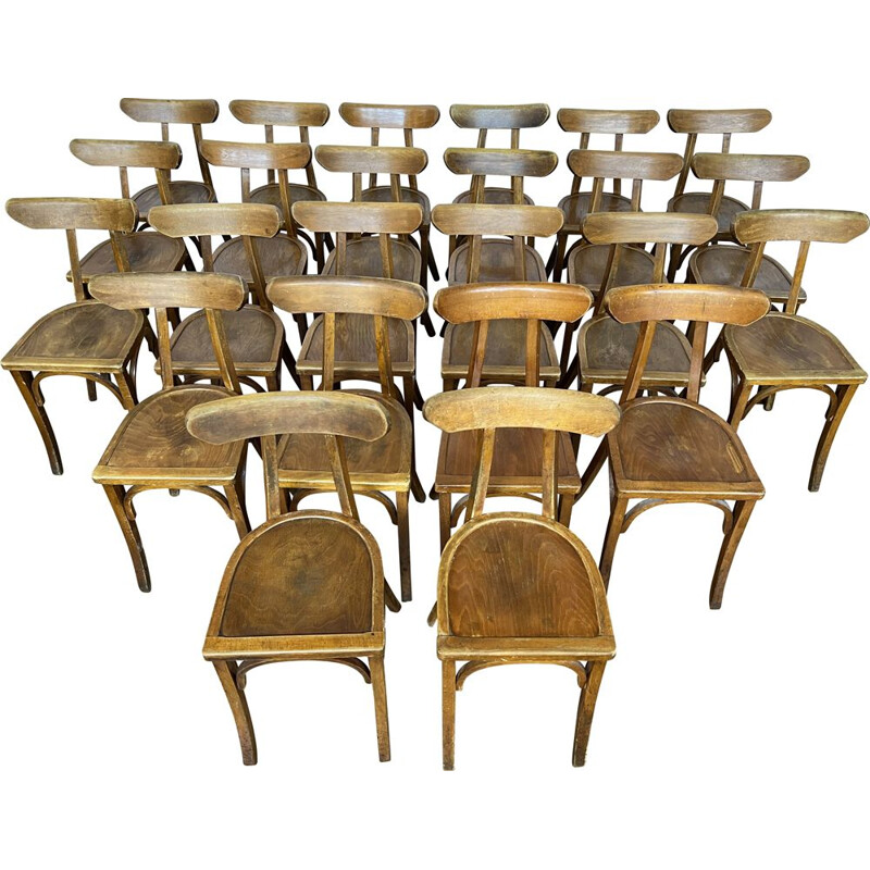 Lot de 24 chaises Bistrot vintage en bois courbé
