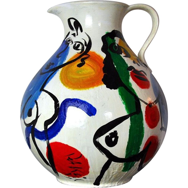 Vintage Vase bemalt von Peter Robert Keil, Deutschland 1984