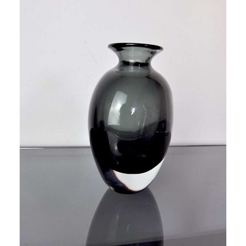 Vaso vintage in vetro nero di Murano di Vincenzo e Carlo Nason, Italia 1960