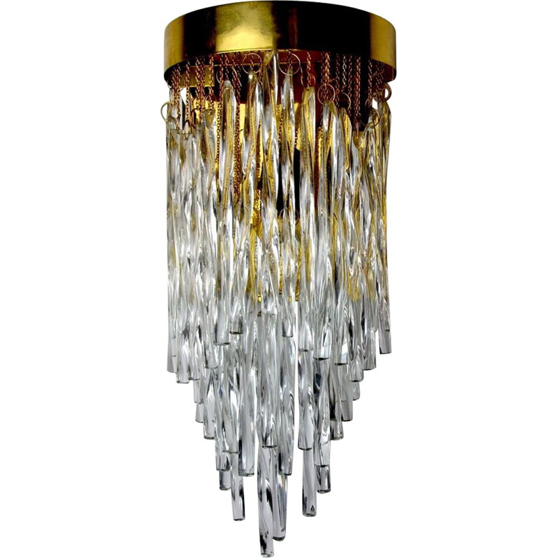 Vintage Murano glass waterfall wall lamp by Venini, Italy 1960s