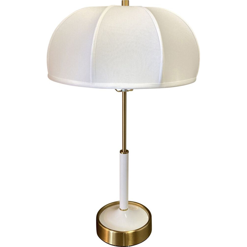 Weiße Vintage-Lampe aus Metall und Seide