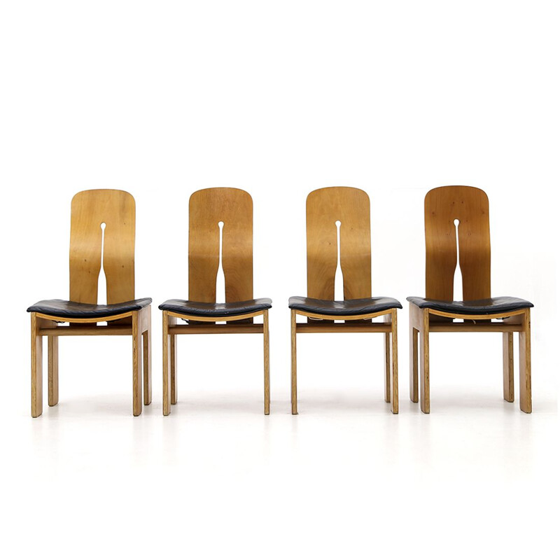 Set di 4 sedie vintage di Carlo Scarpa per Bernini, 1970