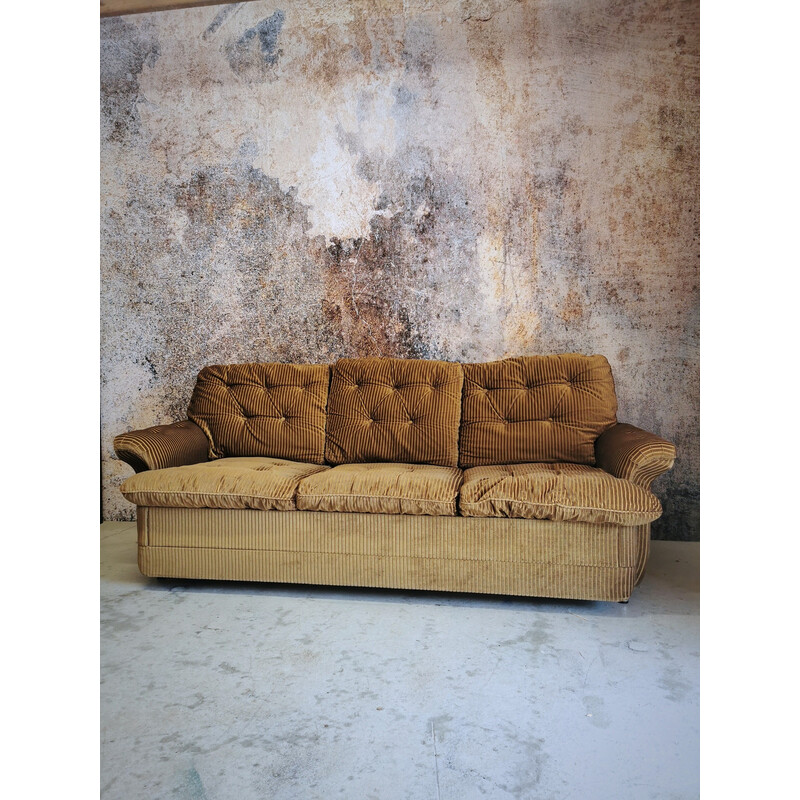 Canapé vintage en velours côtelé par Roche Bobois