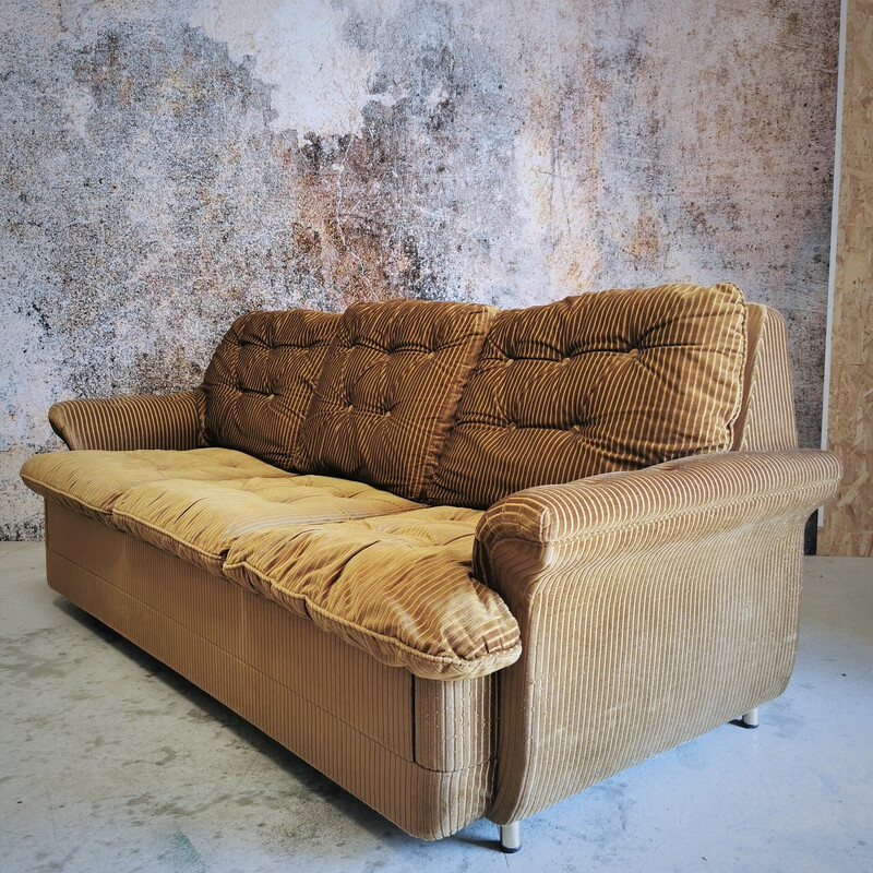 Canapé vintage en velours côtelé par Roche Bobois