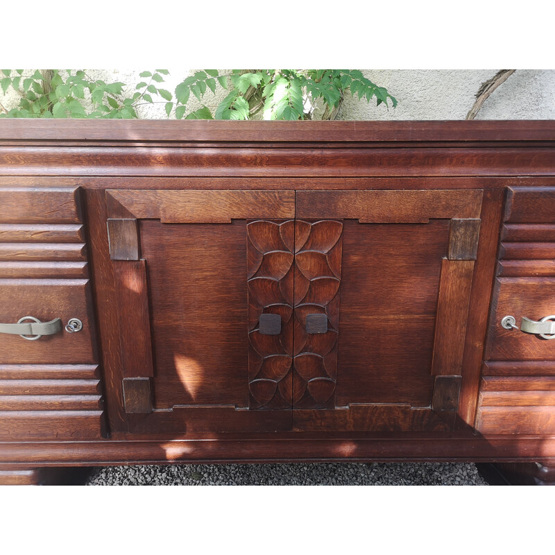 Vintage massief eiken dressoir met 4 deuren van Marcel Schwirtz, 1940