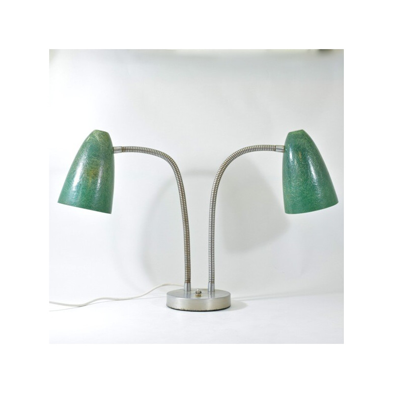 Lampe americaine vintage à double abat-jour en fibre de verre, 1940-1950