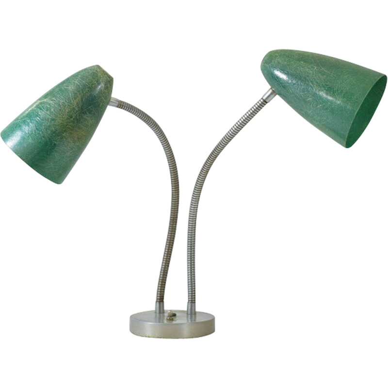 Vintage-Amerikanische Lampe mit doppeltem Glasfaserschirm, 1940-1950