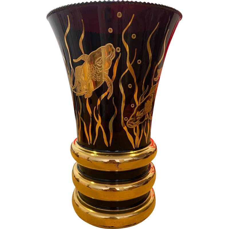Vintage Art Deco Vase aus Glas