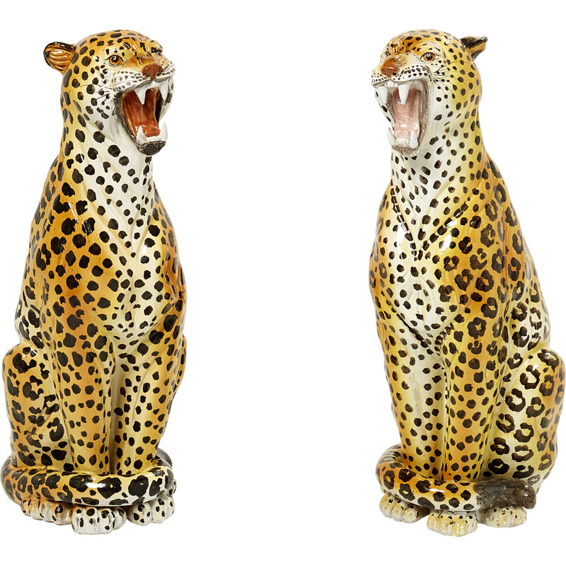 Dolly' Large Ceramic Leopard Statue Vintage