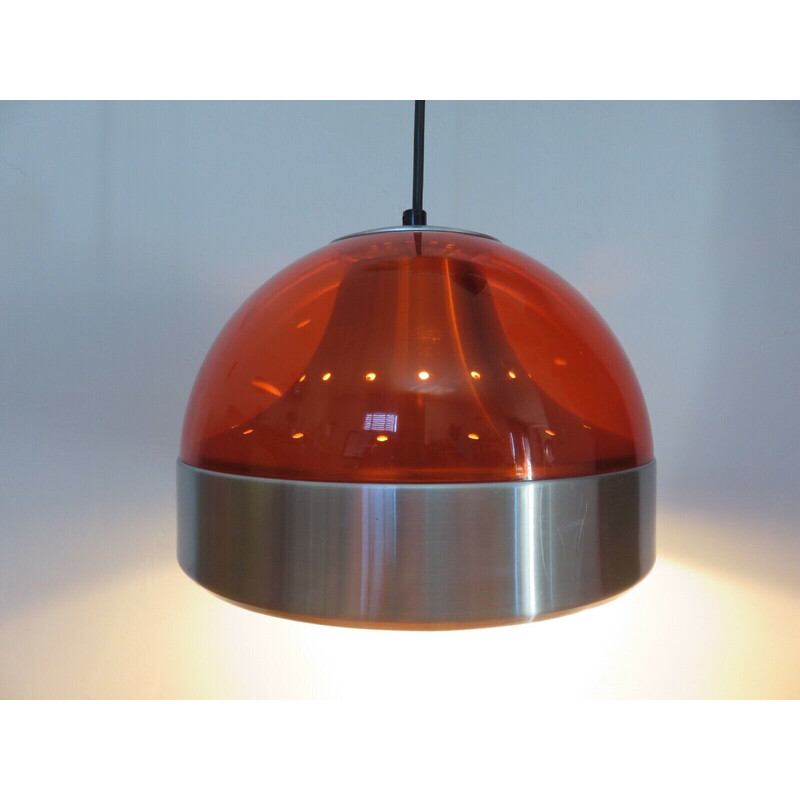 Vintage orange plexiglass pendant lamp by Dijkstra Lampen, Holland 1970