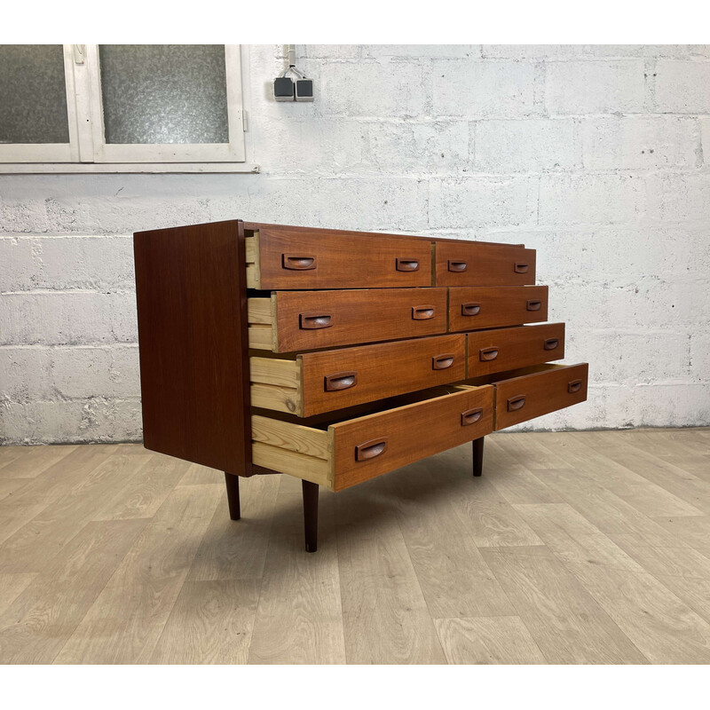 Scandinavian vintage teak chest of 8 drawers by Dyrlund, 1960s