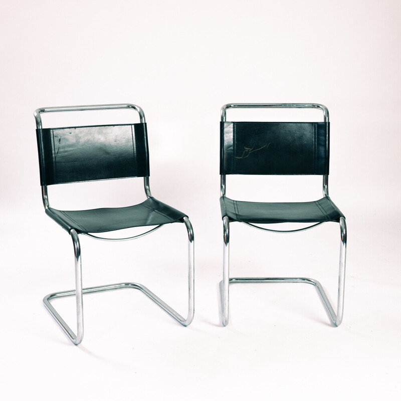 Vintage Bauhaus stoelen in gegespt van Mart voor Fasem, Italië