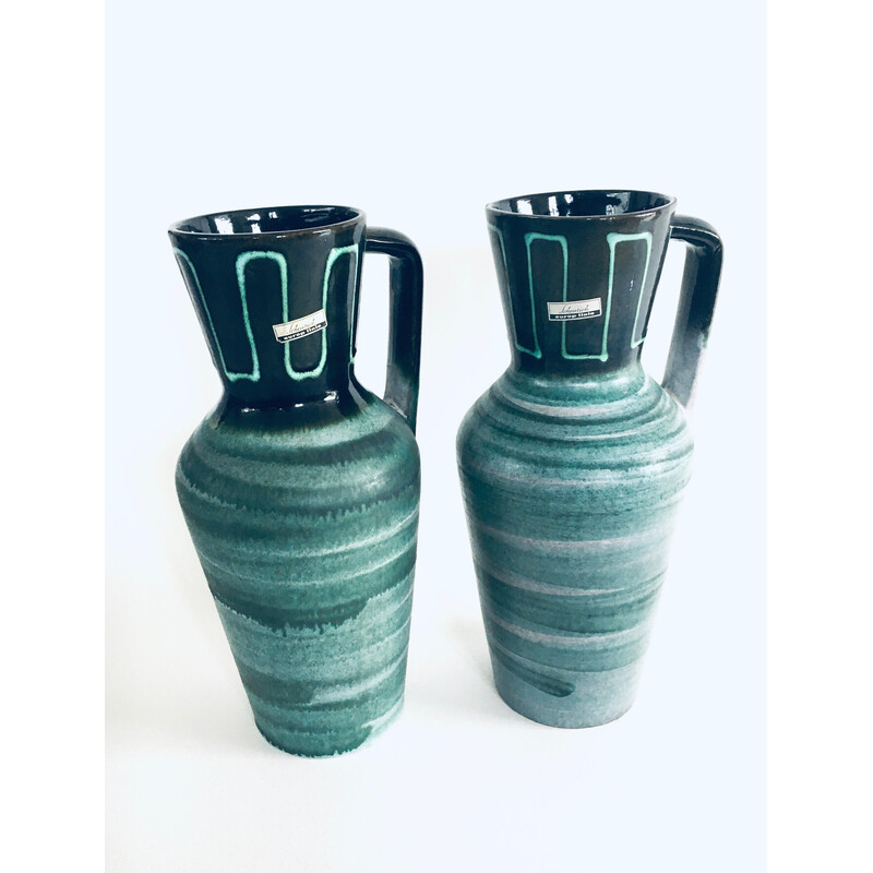 Paire de vases vintage Studio Pottery de Scheurich, Allemagne de l'Ouest  1960
