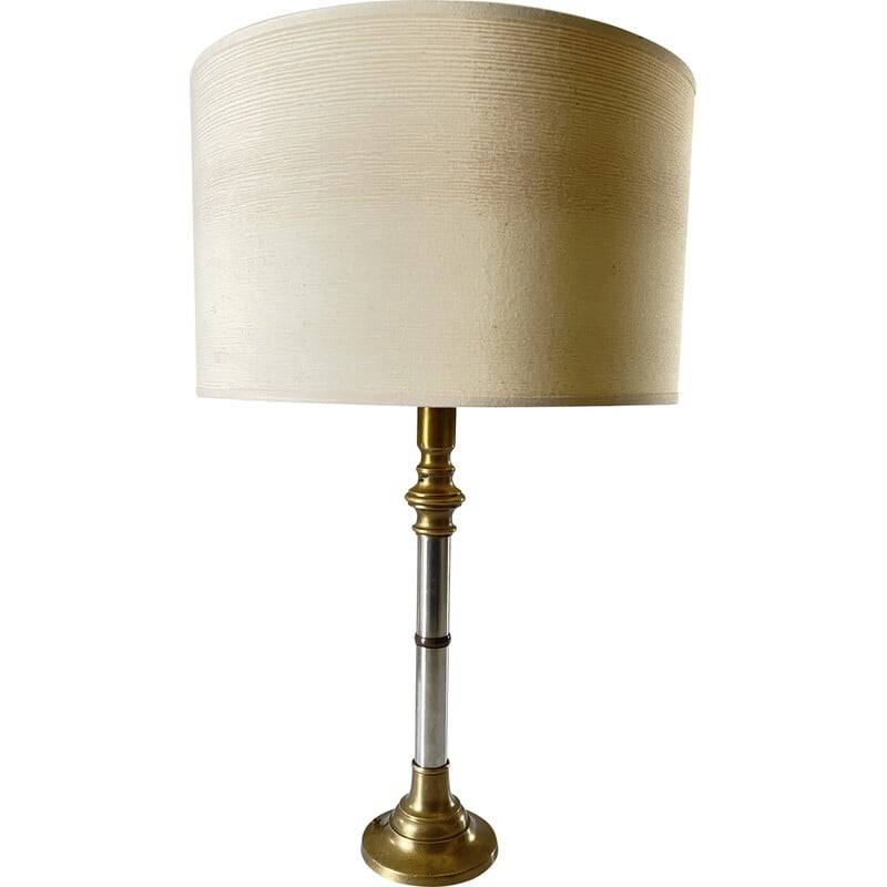 Vintage lamp van chroom en messing, 1970