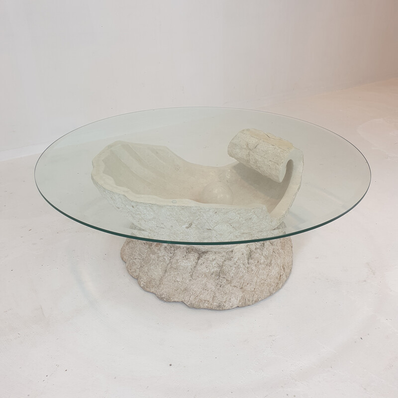 Vintage Mactan stone shell coffee table by Magnussen Ponte, 1980s