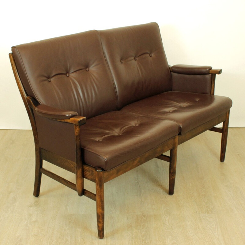 Farstrup Mobler "Casa" danish 2 seats beechwood and leather sofa - 2000s