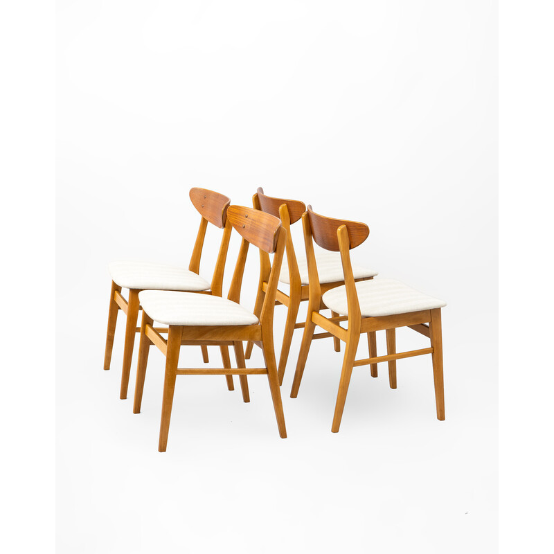 Set van 4 vintage Deense massief beuken stoelen van Farstrup Stolefabrik,  1960
