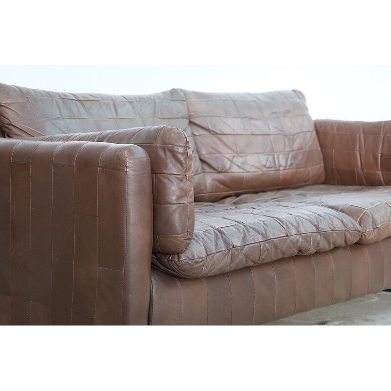 Mid century patchwork leather sofa, 1970s