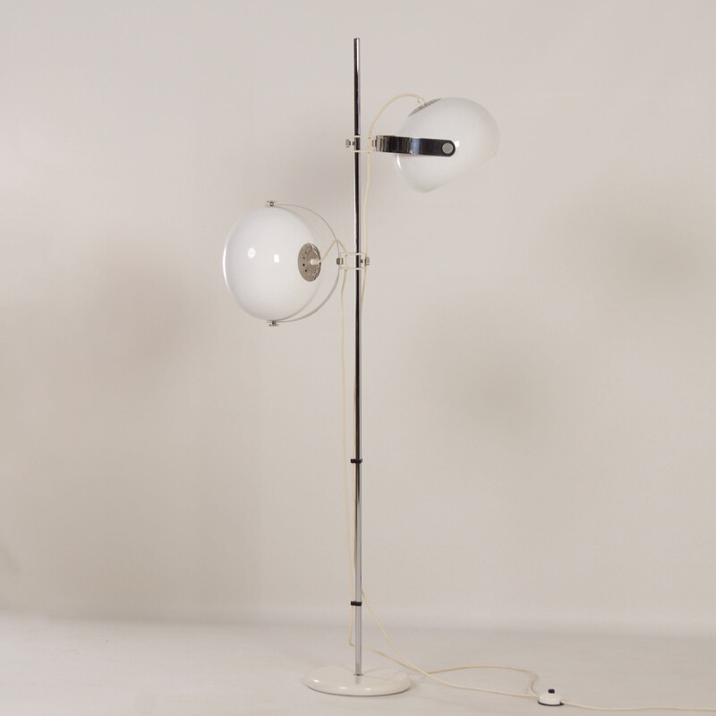 Vintage floor lamp with two white shades by Dijkstra, 1970s