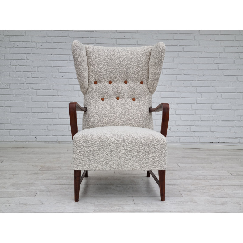 Cadeira de braços dinamarquesa com almofada, Vintage, 1950
