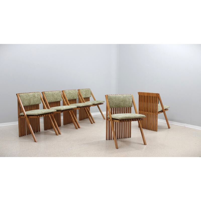 Ensemble de 6 chaises vintage en bois "Millepieds" par Tito Pinori, 1970